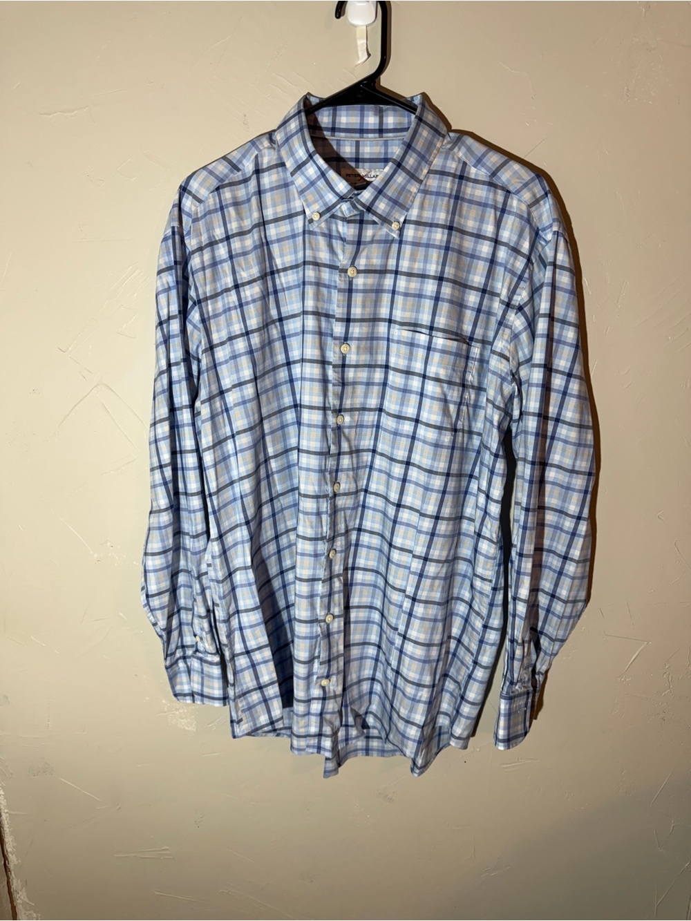 Peter Millar Men’s XL Blue Plaid Long Sleeve Button Down Shirt